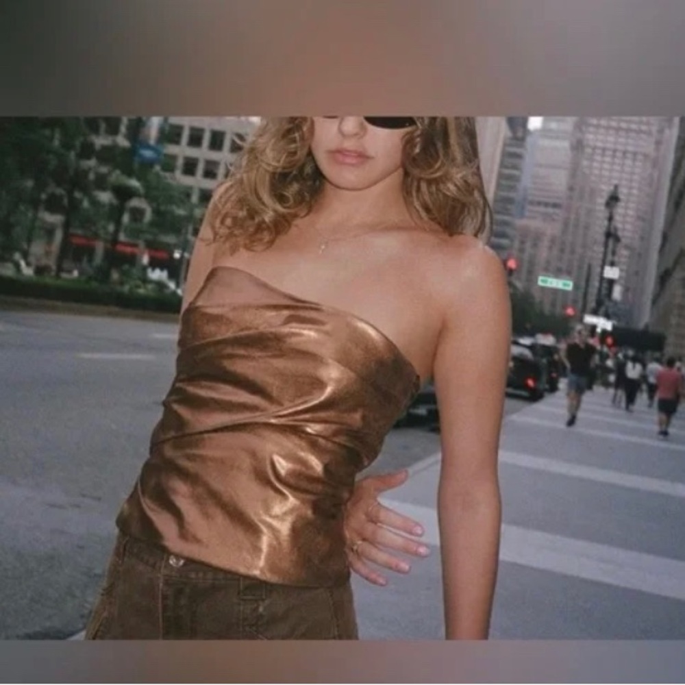 Zara Bronze Strapless Top